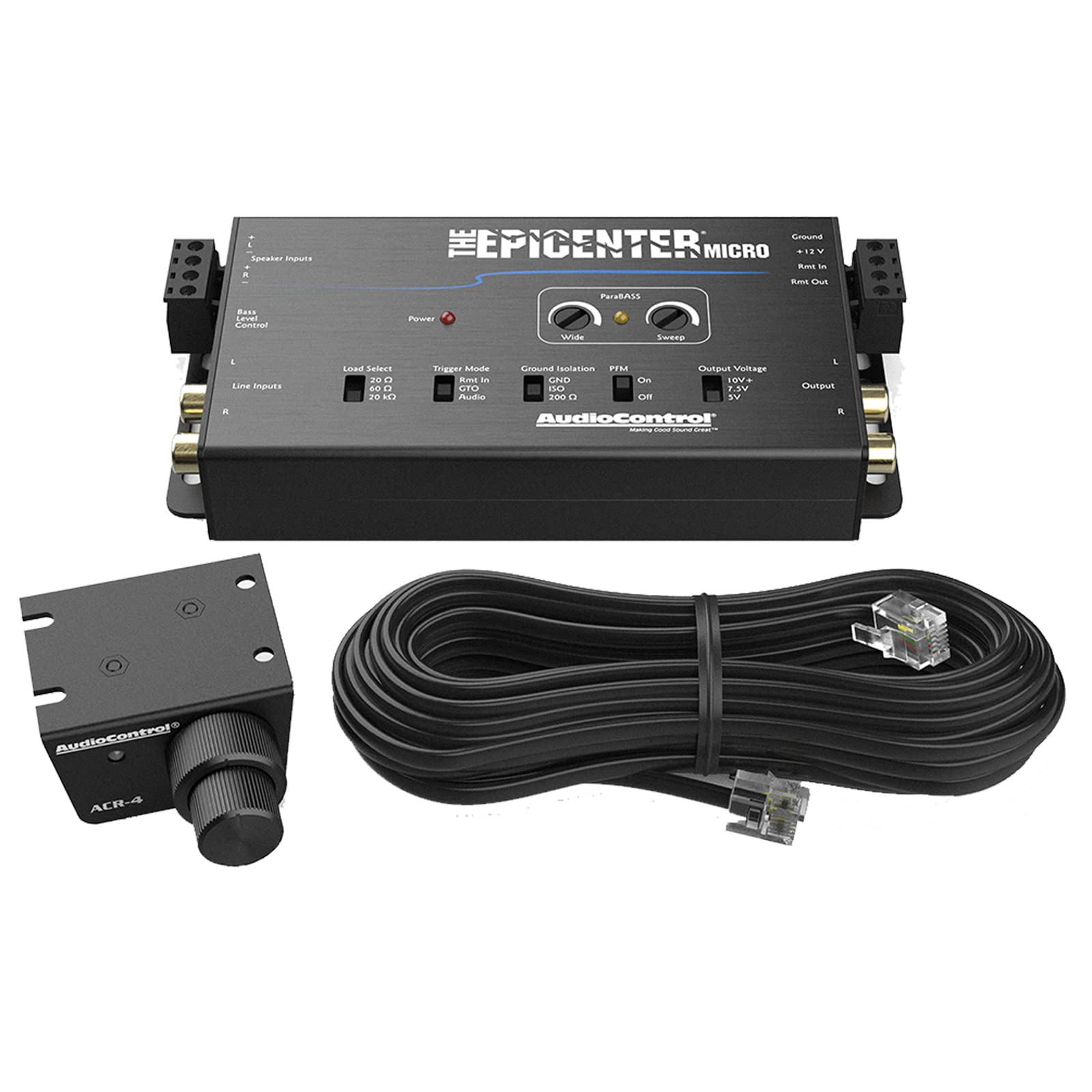 Audiocontrol The Epicenter Micro Bass Restoration Processor & Line Output Converter, Car Audio Compact Bass Booster W/Acr 4 Remote Control